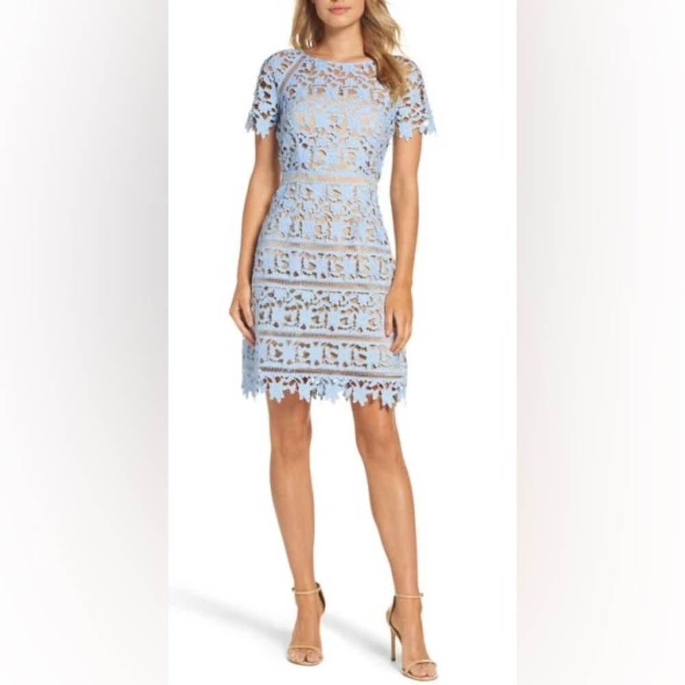 Eliza J Light Blue Lace Dress